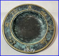 Very RARE Vintage Nautical Tray Cardinal Directions Brass Trinket Tray Ashtray