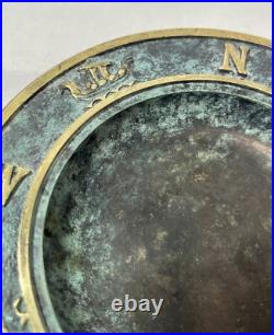 Very RARE Vintage Nautical Tray Cardinal Directions Brass Trinket Tray Ashtray