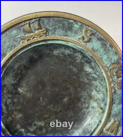 Very RARE Vintage Nautical Tray Cardinal Directions Brass Trinket Tray Ashtray