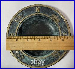 Very RARE Vintage Nautical Tray Cardinal Directions Brass Trinket Tray Ashtray