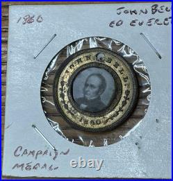 Very Rare 1860 Campaign Ferrotype Tintype Token John Bell & Edward Everett
