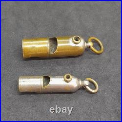 Very Rare 1880-1930 Lot 5 Vintage Argentine POLICIA DE LA CAPITAL Brass Whistles