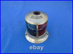 Very Rare 1930's Embossed Johnson Brass Boat Bow Light Red & Blue Glass