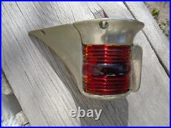 Very Rare 1930's Embossed Johnson Brass Boat Bow Light Red & Blue Glass