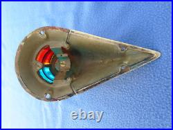 Very Rare 1930's Embossed Johnson Brass Boat Bow Light Red & Blue Glass