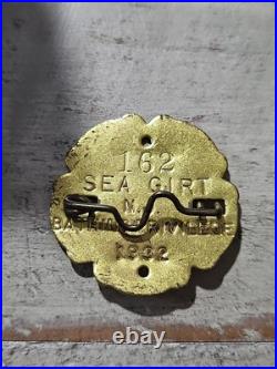 Very Rare 1932 #162 BRASS Sea Girt, NJ Metal Beach Badge Bathing Privilege #9897