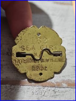Very Rare 1932 #162 BRASS Sea Girt, NJ Metal Beach Badge Bathing Privilege #9897