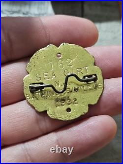 Very Rare 1932 #162 BRASS Sea Girt, NJ Metal Beach Badge Bathing Privilege #9897