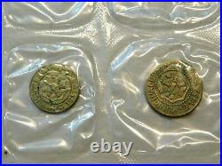 Very Rare 1937 Spain Civil War Menorca Brass 5 Coin Set, Still Sealed in Plastic