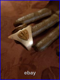 Very Rare 1940s Mexican Biker Ring Mixed Metals Brass Horses enamel sz 11, 29g