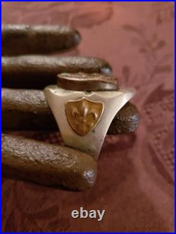 Very Rare 1940s Mexican Biker Ring Mixed Metals Brass Horses enamel sz 11, 29g Very Rare 1940s Mexican Biker Ring Mixed Metals Brass Horses enamel sz 11, 29g