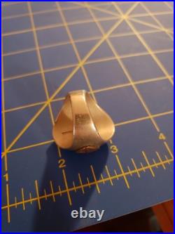 Very Rare 1940s Mexican Biker Ring Mixed Metals Brass Horses enamel sz 11, 29g