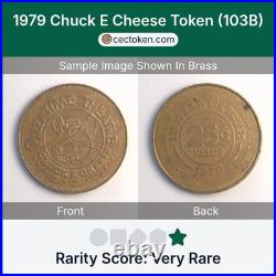 Very Rare 1979 Chuck E Cheese Token (103B) Brass 25mm