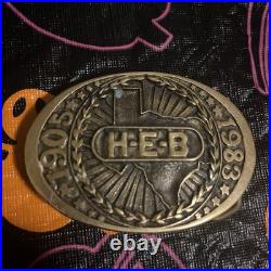 Very Rare 1983 H-e-b Heritage Mint Registered Collection Brass Belt Buckle