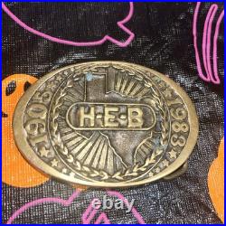 Very Rare 1983 H-e-b Heritage Mint Registered Collection Brass Belt Buckle