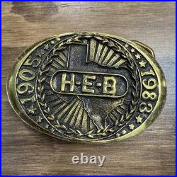 Very Rare 1983 H-e-b Heritage Mint Registered Collection Brass Belt Buckle Mib