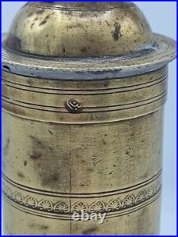 Very Rare 19c Ottoman Armenian Brass Coffee Grinder mill with The Name Of Master