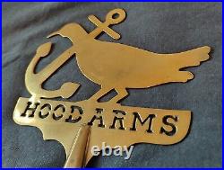 Very Rare 19th Century Friendly Society Brass Pole Head Early Pierced Hood Arms