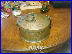 Very Rare 19th Century Handmade Indian Copper And Brass Chapati Bread Box