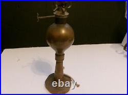 Very Rare 2 Antique Brass Oil Lamps One Push Up Candle Wall Lamp 3 Pieces