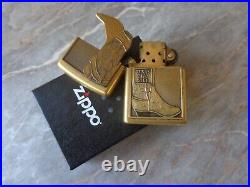 Very Rare 2005 Brass Zippo Lighter Barrett Smythe Texas Two Step Cowboy Boots