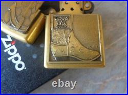 Very Rare 2005 Brass Zippo Lighter Barrett Smythe Texas Two Step Cowboy Boots