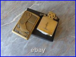 Very Rare 2005 Brass Zippo Lighter Barrett Smythe Texas Two Step Cowboy Boots