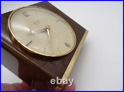 Very Rare 60s MID Century Vintage Teak & Brass Desk Clock Junghans Ato Mat