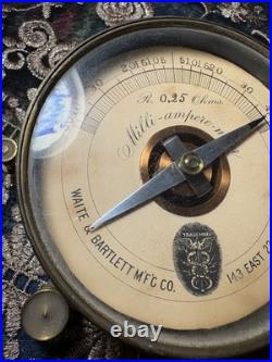 Very Rare A Antique Waite & Bartlett milliamperemeter with R. 25 Ohms