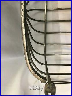 Very Rare ANTIQUE Nickel-Plated Brass (1890-1910) VICTORIAN Dirty TOWEL BASKET
