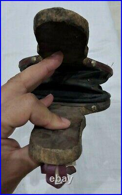 Very Rare Ancient African Morocco Brass Leather & Wood Fire Bellows Hand Pump