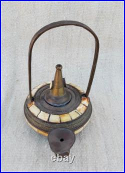 Very Rare Ancient Aladdin's Genie Oil Lamp Brass Magic ANTIQUE Bone Camel Copper