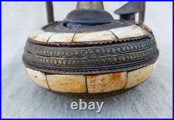 Very Rare Ancient Aladdin's Genie Oil Lamp Brass Magic ANTIQUE Bone Camel Copper