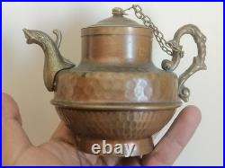 Very Rare Ancient Antique Brass Teapot Neapolitan Italian Very Stunning Unique