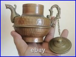 Very Rare Ancient Antique Brass Teapot Neapolitan Italian Very Stunning Unique