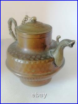 Very Rare Ancient Antique Brass Teapot Neapolitan Italian Very Stunning Unique