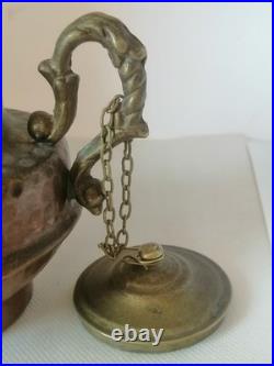 Very Rare Ancient Antique Brass Teapot Neapolitan Italian Very Stunning Unique