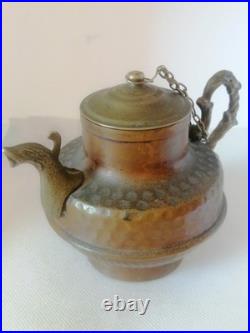 Very Rare Ancient Antique Brass Teapot Neapolitan Italian Very Stunning Unique