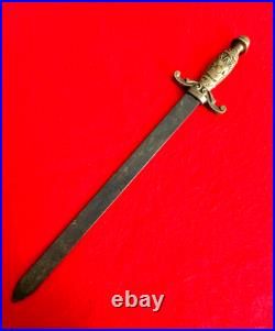 Very Rare Antique 1890 Fraternal Cadet Artillery Style Short Sword No Scabbard