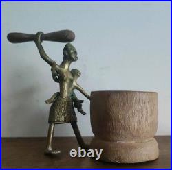 Very Rare Antique 1900 Benin Kingdom of Dahomey Sculpture Brass Bronze Africa