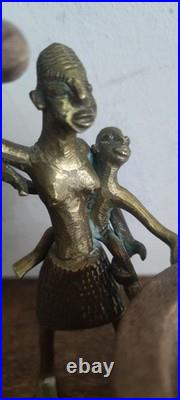 Very Rare Antique 1900 Benin Kingdom of Dahomey Sculpture Brass Bronze Africa