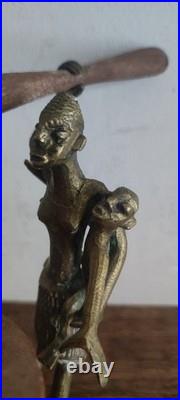 Very Rare Antique 1900 Benin Kingdom of Dahomey Sculpture Brass Bronze Africa