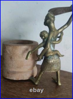 Very Rare Antique 1900 Benin Kingdom of Dahomey Sculpture Brass Bronze Africa