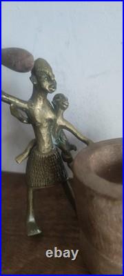 Very Rare Antique 1900 Benin Kingdom of Dahomey Sculpture Brass Bronze Africa
