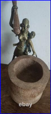 Very Rare Antique 1900 Benin Kingdom of Dahomey Sculpture Brass Bronze Africa