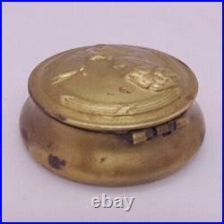 Very Rare Antique 1900's MIRETTE Art-Nouveau Small Brass Compact Powder