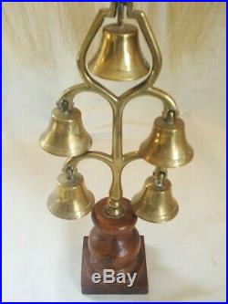 Very Rare Antique 5 Bell Harness Terret With Flowing Plumesuperbhorse Brass
