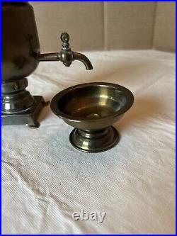 Very Rare Antique Alexander Imperial Small Russian Brass Samovar 11 With Teacup