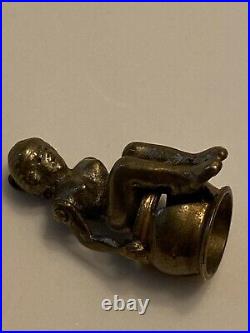 Very Rare Antique Brass Erotic Naked Lady On Chamber Pot Cigar Cutter