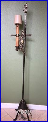 Very Rare Antique C1930 Moe Brothers Arts Crafts Gnome Floor Lamp